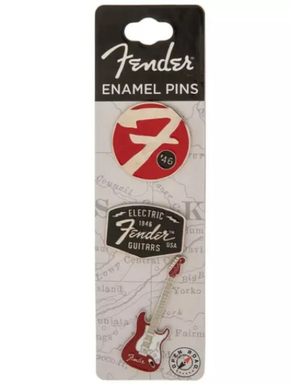 New 3 Fender Enamel Pin Set - Red & White Guitar Pins